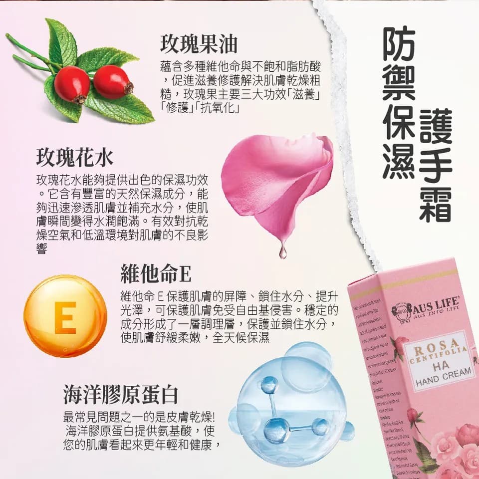【澳思萊AUS LIFE】防禦保濕護手霜 50ml 縮圖 3