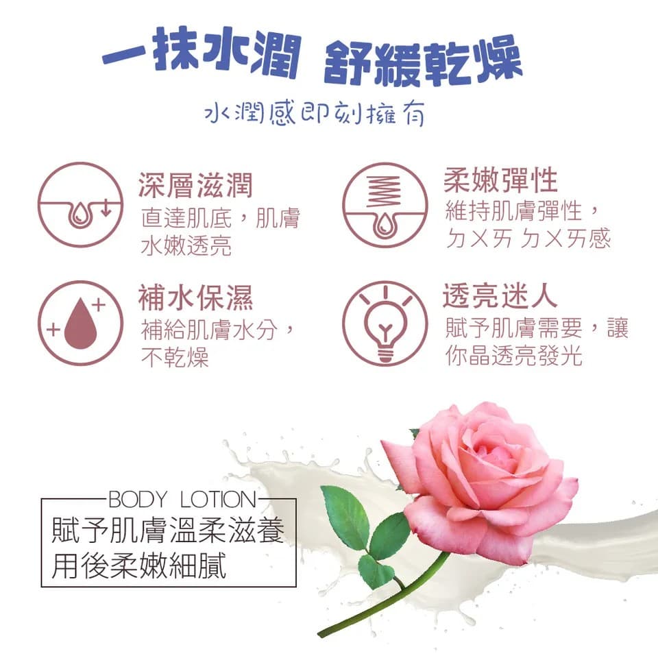 【澳思萊AUS LIFE】玫瑰嫩膚身體乳 500ml 縮圖 5