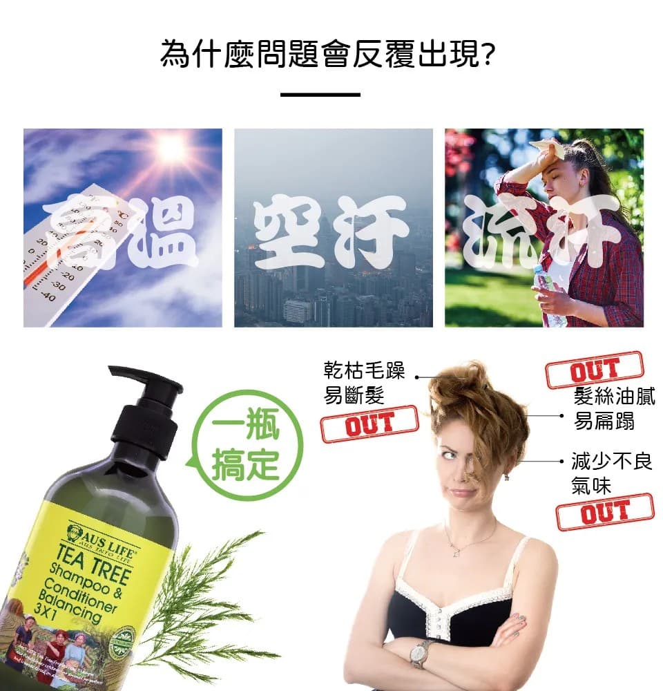 【澳思萊AUS LIFE】茶樹調理活化洗髮精露 500ml 縮圖 4