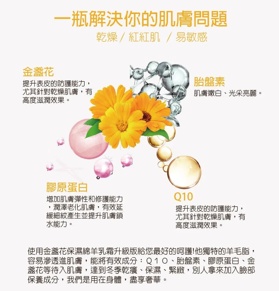 【澳思萊AUS LIFE】金盞花保濕綿羊乳霜(凍) 100ml 縮圖 6