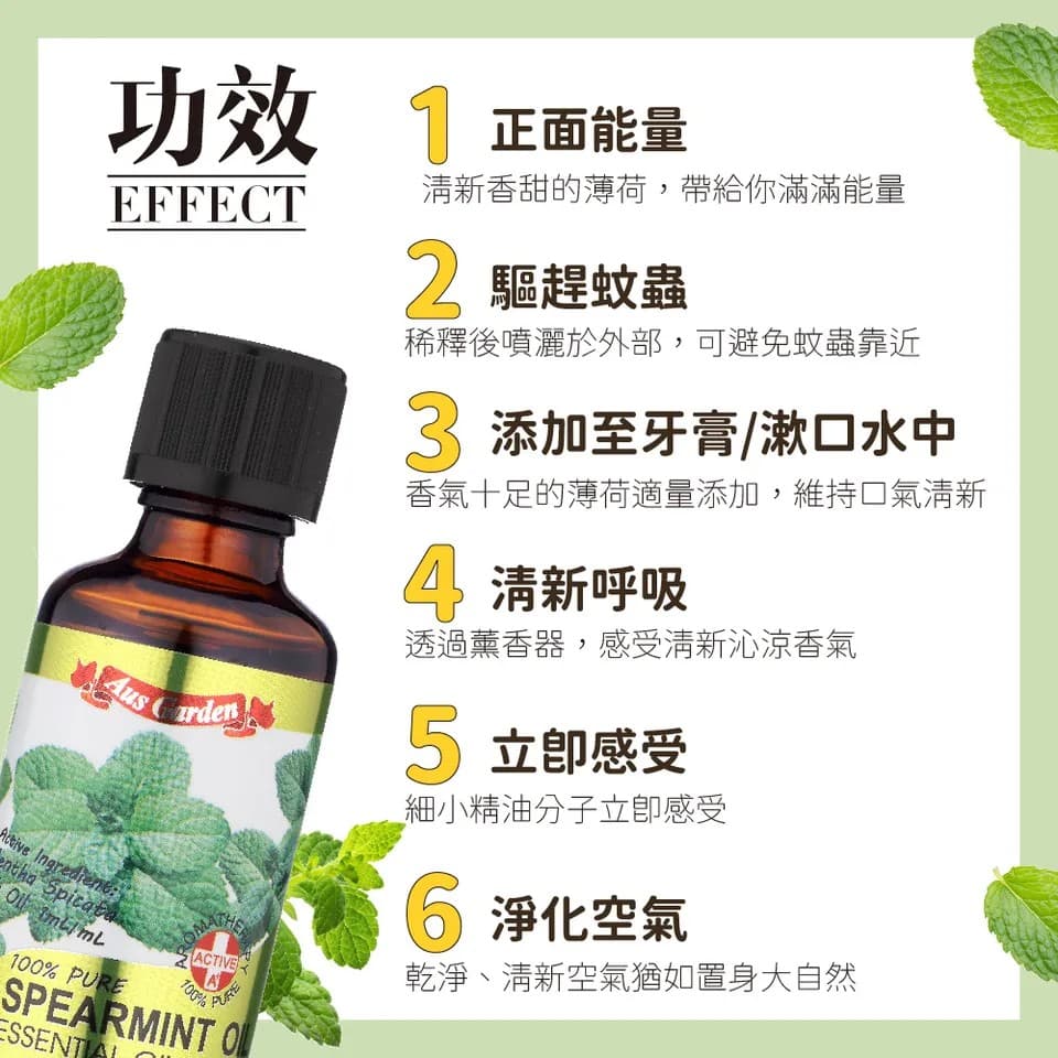 【澳維花園Aus Garden】綠薄荷精油50ml 縮圖 3