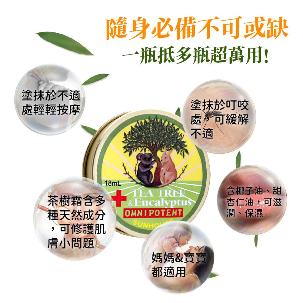 【SUNHOUSE】茶樹尤加利精油萬用膏 18ml 縮圖 5