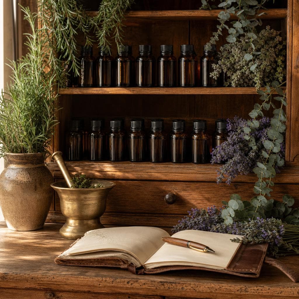 現代芳療師的家庭植物藥房｜26 支必備精油分類、稀釋濃度、調香黃金比例完整圖譜｜精油百科｜澳思萊芳療筆記封面