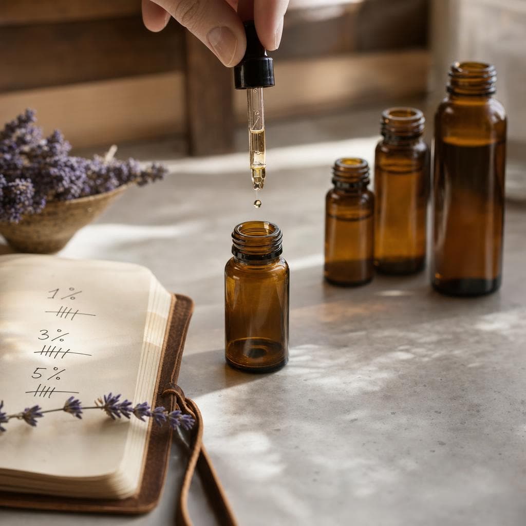 精油稀釋比例速查表｜1滴=0.05ml、濃度%計算、年齡部位對照【芳療師圖解】｜精油百科｜澳思萊芳療筆記封面