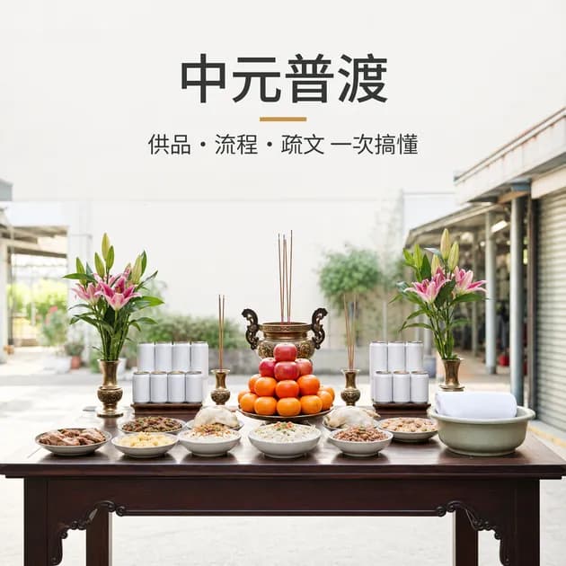 中元普渡拜拜完整教學：供品、流程、疏文一次搞懂｜芳療生活儀式｜澳思萊芳療筆記封面