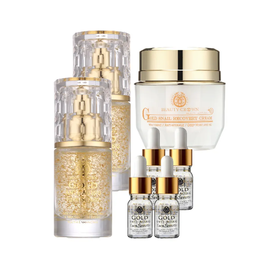 【BEAUTY CROWN】靚白抗皺肌因賦活精華 35mlX2 + 金鑽彈潤緊緻霜 55ml｜澳思萊 Auslife 臉部植萃保養