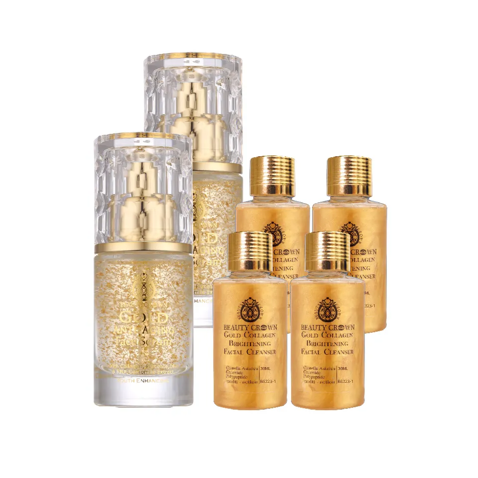 【BEAUTY CROWN】BC 24K靚白抗皺肌因賦活精華 35mlX2 + 黃金潔膚露 30mlX4｜澳思萊 Auslife 臉部植萃保養