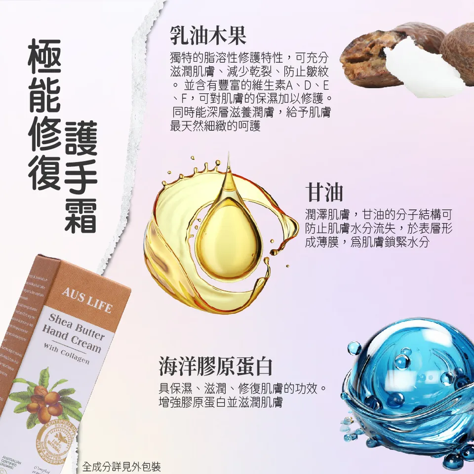 【澳思萊AUS LIFE】芳療精油護手霜及乳木果身體乳 4入組 圖 21