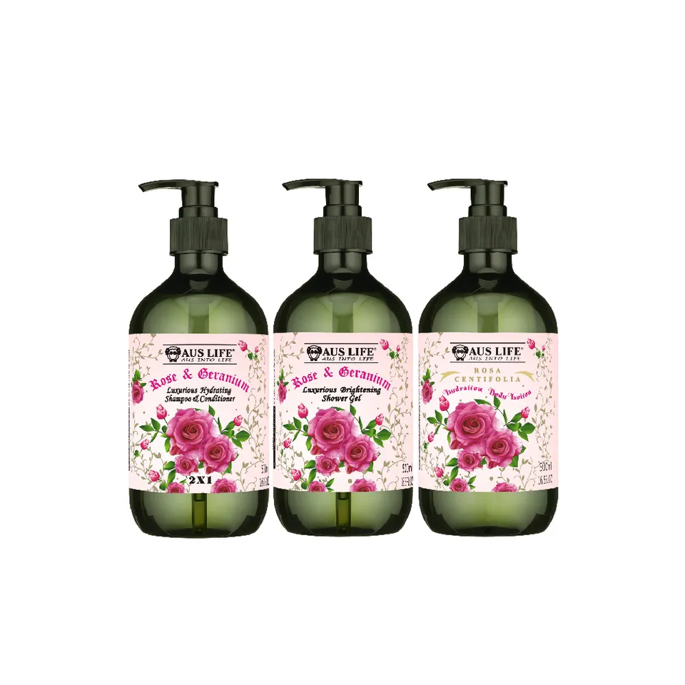 【澳思萊AUS LIFE】玫瑰洗沐身體乳 3入組｜澳思萊 Auslife 天然身體保養