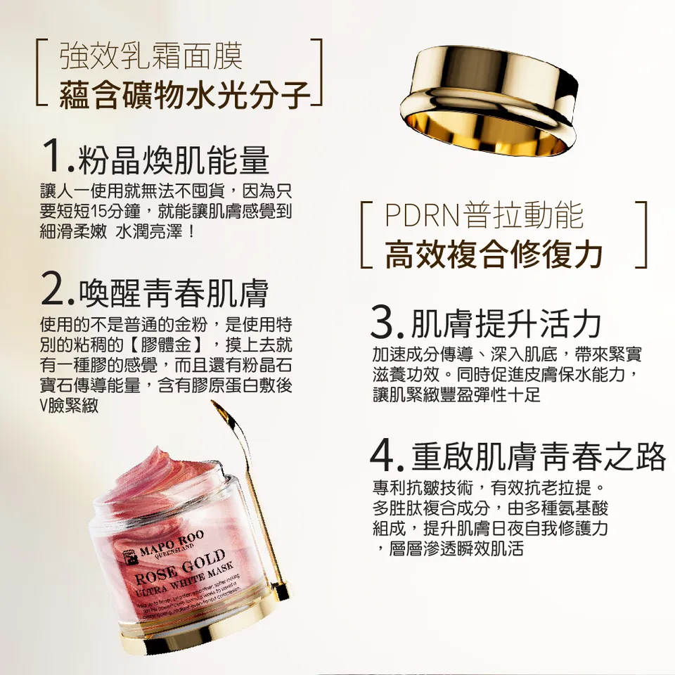 【MAPOROO】玫瑰胜肽修護乳霜面膜 80ml 圖 8
