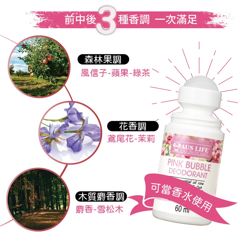 【澳思萊AUS LIFE】粉紅綠茶體香劑 60ml 圖 4