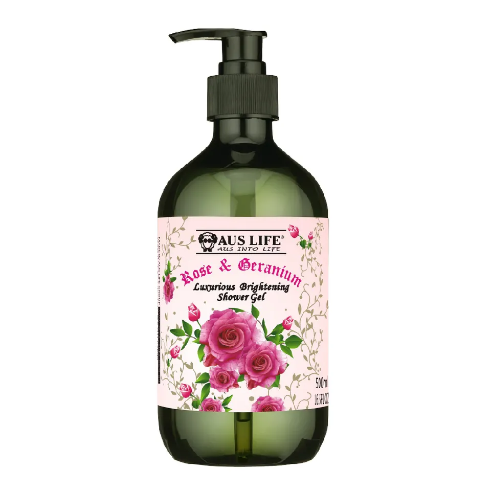 【澳思萊AUS LIFE】玫瑰天竺葵淨白沐浴露 500ml｜澳思萊 Auslife 天然身體保養