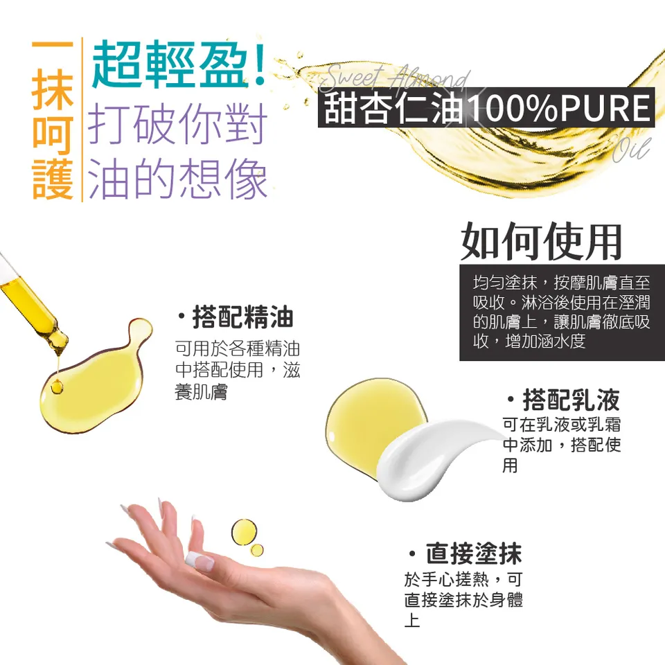 【澳維花園Aus Garden】澳洲精純甜杏仁油 155ml 圖 8
