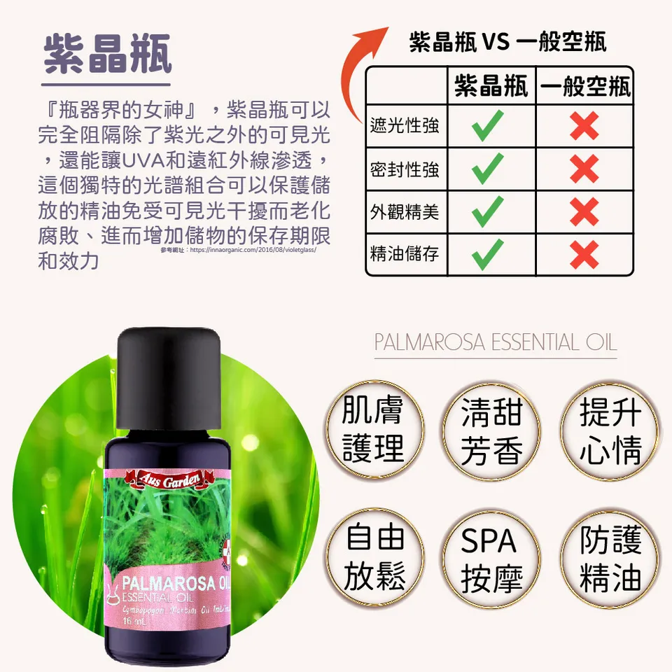 【澳維花園Aus Garden】玫瑰草精油 16ml 圖 8